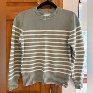 Long Wharf Supply Co Women's ‘Sconset SeaWell Sweater Green and White